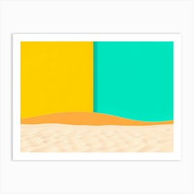 Color blocked sandy beach in summer with sun Art Print