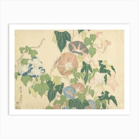 Morning Glories And Tree Frog , Katsushika Hokusai Art Print