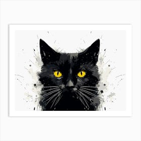 Black Cat With Yellow Eyes Art Print