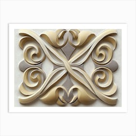 Seamless Relief Sculpture Designation Retro Pattern Curve Cross 1 Art Print