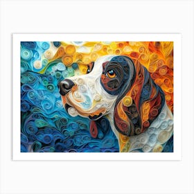 Basset Hound Paper Quilling Portrait Art Print