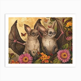 Floral Animal Illustration Bat 3 Art Print