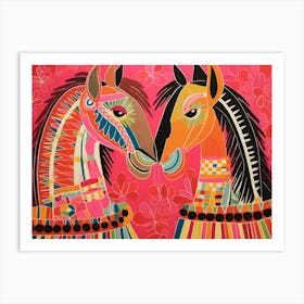 Horse 3 Folk Style Animal Illustration Art Print