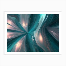 Abstract Design Resembling A Flower Or Galaxy, Swirling And Glowing With Iridescent Color Effects Art Print