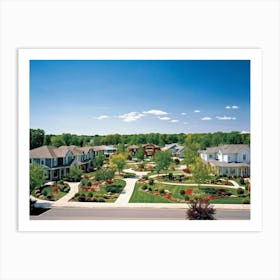 An Elegant Upscale Suburban Residential Real Estate Landscape Displaying Meticulous Homes Immersed (5) Art Print