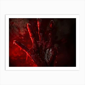 Creepy Texture Focused Close Up Of A Bloody Handprint Oozing Texture Macabre Shadows Accentuating (5) Art Print