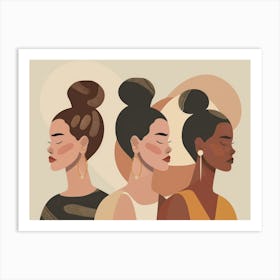 Three Women With Buns Art Print