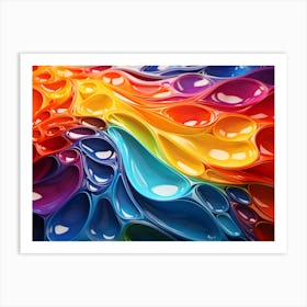 Shimmering Liquid Rainbow Pockets Abstract Art Print