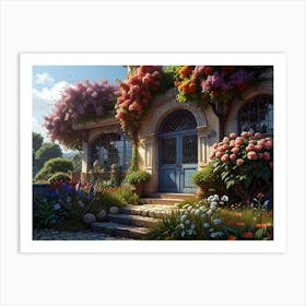 House With Flowers Art Print