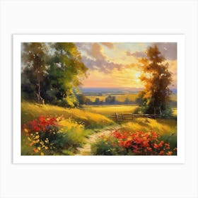 Sunset In The Field 1 Art Print