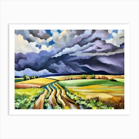 Storm Clouds Over The Fields Abstract Art Print