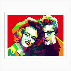 Marilyn Monroe And James Dean Pop Art WPAP. Duo iconic legend 60s Hollywood movies. Art Print