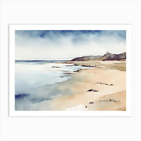 Quiet beach watercolour Art Print