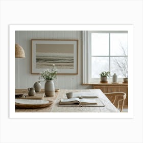 An Archetypal Scandinavian Scene Presented In Minimalist Design Style Utilizing Pencil On Clean S Art Print