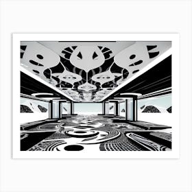 Black And White Image Of A Room Art Print