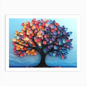 Colorful Tree With Leaves On Hanging Branches 19 Art Print