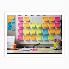 Calendar Brimming With Multicolored Post It Notes Varying Sizes Each Inscribed With Urgent Reminde (4) Art Print