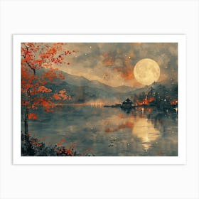 Moonlight Over Lake Art Print