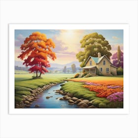 House By The Stream Art Print