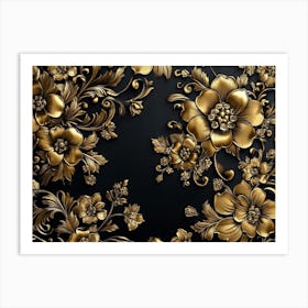 Gold Floral Background Art Print