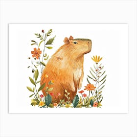 Little Floral Capybara 3 Art Print