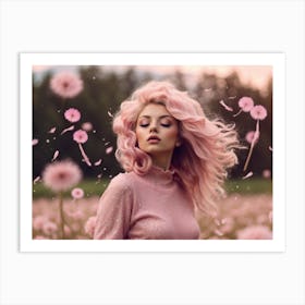 Pink Hair Dandelion Art Print