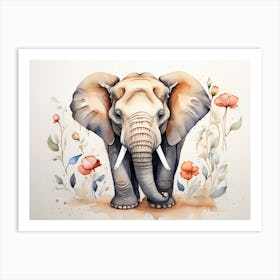 Elephant Floral In The Wild Art Print