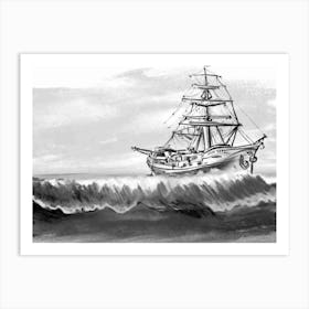 Ship In The Sea Art Print