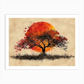 Tree At Sunset Art Print