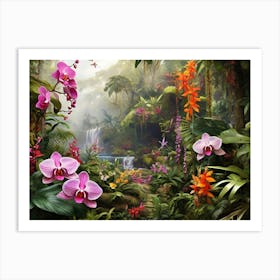 Orchids In The Jungle paintings art print Art Print