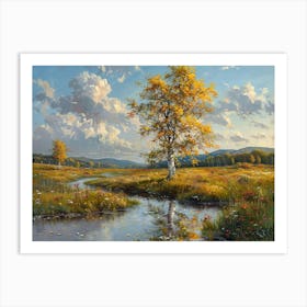 Birch Tree In The Meadow Art Print