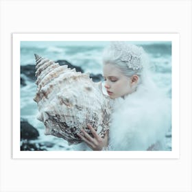 Girl Holding A Seashell Art Print