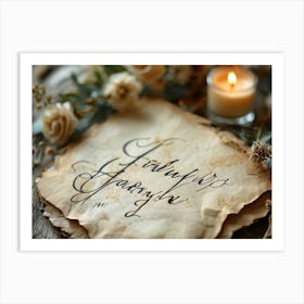 Calligraphic Handwriting Crafting An Elegant Thank You Note Swoops And Curls Of The Letters Intrica (2) Art Print