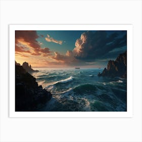 Sunset Over The Ocean 10 Art Print