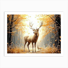 Deer In The Forest 1 Art Print