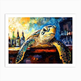 Sea Turtle At The Beach Bar 6 Art Print