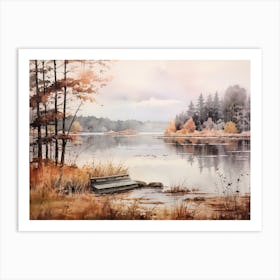 A Painting Of A Lake In Autumn 9 Art Print