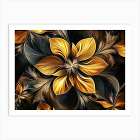 Golden Flowers 7 Art Print