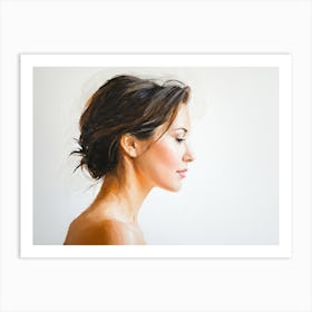 Side Profile Of Beautiful Woman Oil Painting 30 Art Print