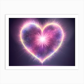 A Colorful Glowing Heart On A Dark Background Horizontal Composition 53 Art Print