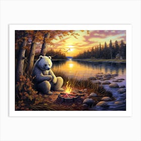 Bear Campfire Art Print