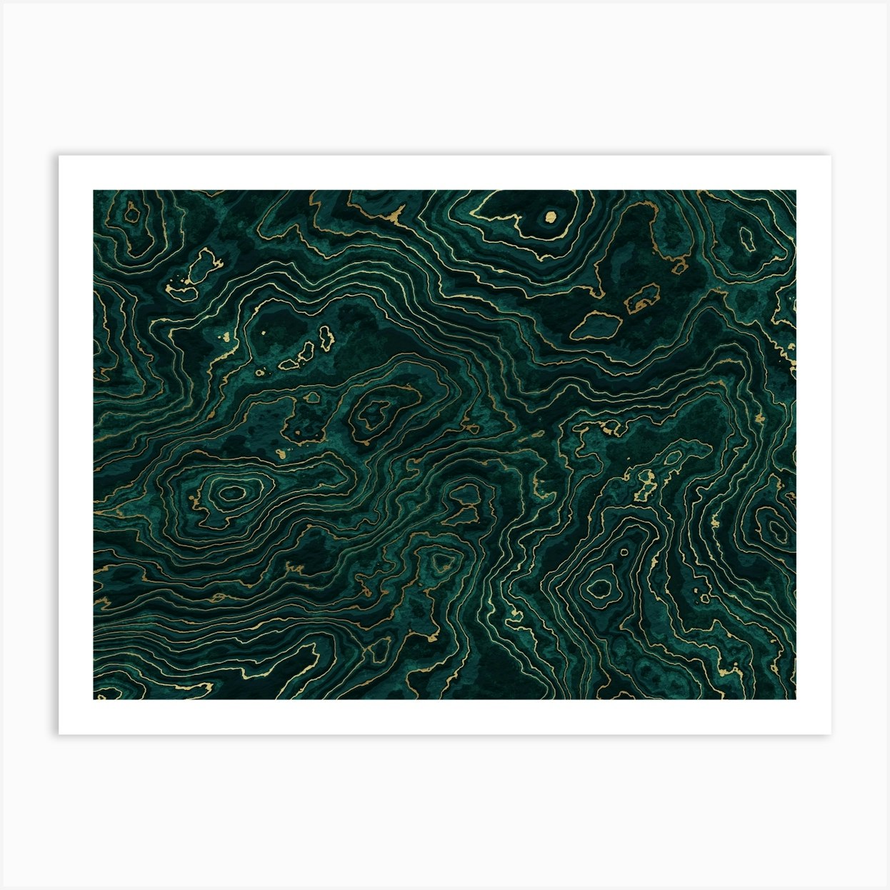 Teal And Gold Marble Texture I Art Print by Amini54