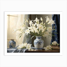 White Lilies In A Vase Art Print