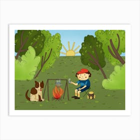 Boy And His Dog children illustration Art Print