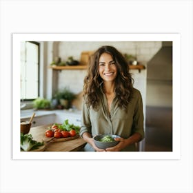 Healthy Woman In Kitchen 4 Art Print