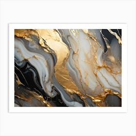 Abstract Marble Texture Swirls Of Gold And Silver Intertwining In A Lavish Dance Of Opulence Palet (3) Art Print