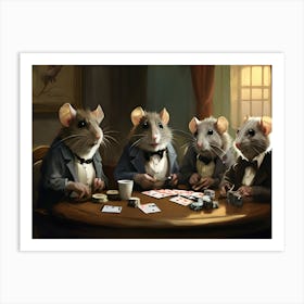 Four Mice Playing Poker Art Print