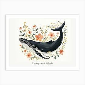 Little Floral Humpback Whale 3 Poster Art Print