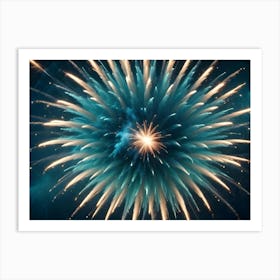 An Image Of A Single Firework Exploding Against A Dark Blue Sky Art Print