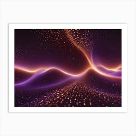 Abstract Background With Glowing Waves Of Purple And Orange Particles, Creating A Sense Of Depth And Movement Art Print